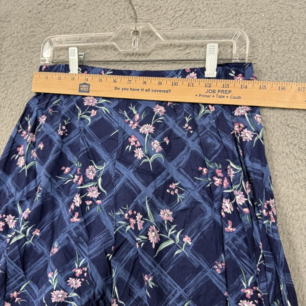 Jantzen Classics‎ Skirt Womens 10 Blue Button Front A-Line Midi Floral Rayon - Picture 8 of 10